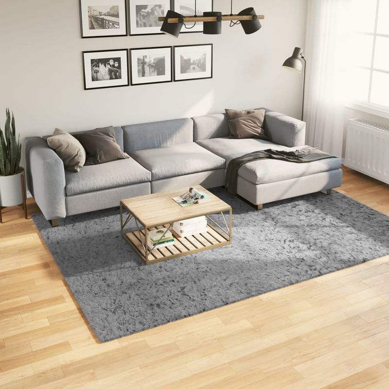 Casa si Gradina - Textile si covoare - Covoare - Covoare casa - Covor pufos "PAMPLONA" cu fire inalte, gri modern, 200x280 cm - Infinity.ro