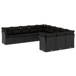 Casa si Gradina - Gradina si terasa - Mobilier exterior - Seturi mobila gradina - Set canapele de gradina cu perne, 11 piese, negru, poliratan - Infinity.ro