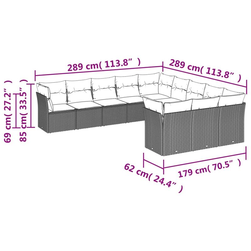 Casa si Gradina - Gradina si terasa - Mobilier exterior - Seturi mobila gradina - Set canapele de gradina cu perne, 11 piese, negru, poliratan - Infinity.ro