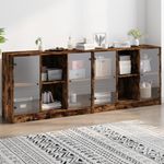 Casa si Gradina - Mobilier - Biblioteci si rafturi - Biblioteci - Biblioteca cu usi stejar fumuriu 204x37x75 cm lemn compozit - Infinity.ro