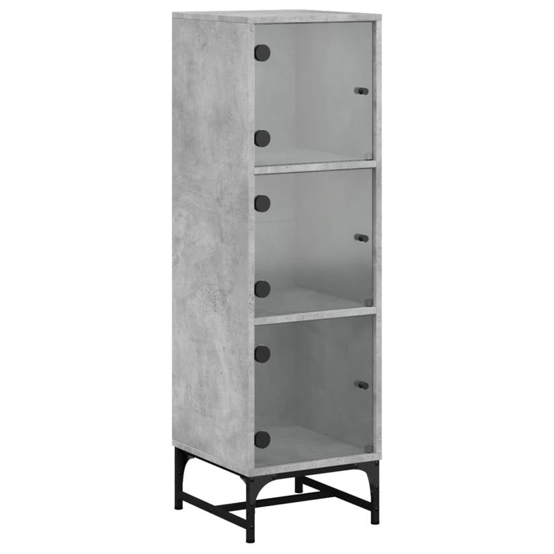 Casa si Gradina - Mobilier - Comode si corpuri - Comode - Dulap cu usi din sticla, gri beton, 35x37x120 cm - Infinity.ro