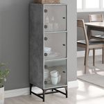 Casa si Gradina - Mobilier - Comode si corpuri - Comode - Dulap cu usi din sticla, gri beton, 35x37x120 cm - Infinity.ro