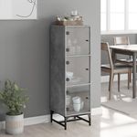 Casa si Gradina - Mobilier - Comode si corpuri - Comode - Dulap cu usi din sticla, gri beton, 35x37x120 cm - Infinity.ro