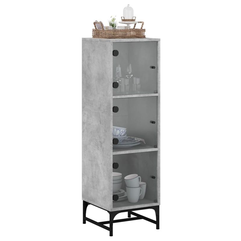 Casa si Gradina - Mobilier - Comode si corpuri - Comode - Dulap cu usi din sticla, gri beton, 35x37x120 cm - Infinity.ro
