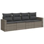 Casa si Gradina - Gradina si terasa - Mobilier exterior - Canapele si fotolii gradina - Set canapea de gradina cu perne, 4 piese, gri, poliratan - Infinity.ro