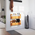 Casa si Gradina - Mobilier - Biblioteci si rafturi - Rafturi - Pantofare de perete 2 buc. maro ceruit, lemn masiv pin, lăţime 59 cm - Infinity.ro