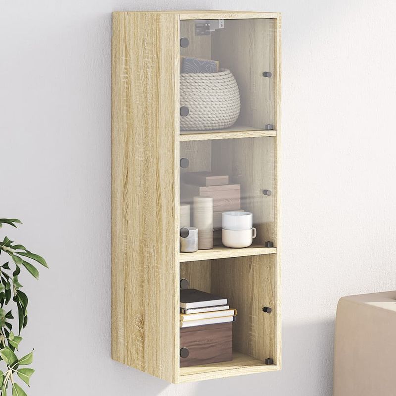 Casa si Gradina - Mobilier - Dulapuri si sifoniere - Dulapuri - Dulap de perete cu usi din sticla, stejar sonoma, 35x37x100 cm - Infinity.ro