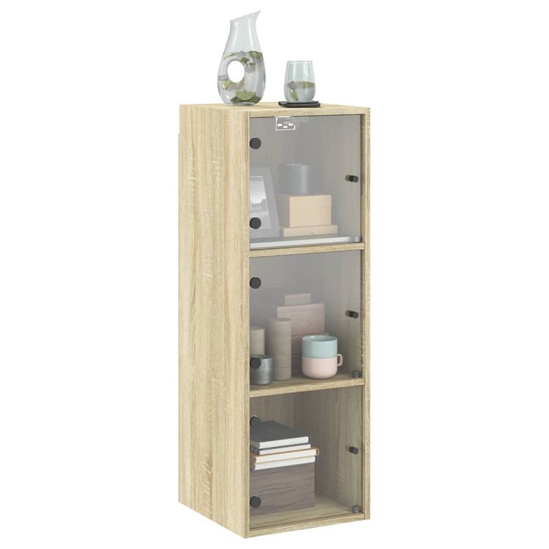 Casa si Gradina - Mobilier - Dulapuri si sifoniere - Dulapuri - Dulap de perete cu usi din sticla, stejar sonoma, 35x37x100 cm - Infinity.ro