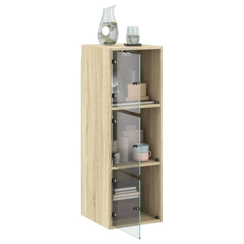 Casa si Gradina - Mobilier - Dulapuri si sifoniere - Dulapuri - Dulap de perete cu usi din sticla, stejar sonoma, 35x37x100 cm - Infinity.ro
