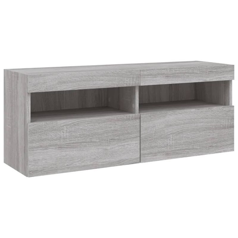 Casa si Gradina - Mobilier - Comode si corpuri - Comode - Comode TV de perete cu lumini LED, 7 piese, gri sonoma - Infinity.ro