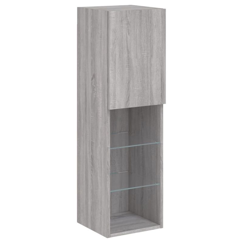 Casa si Gradina - Mobilier - Comode si corpuri - Comode - Comode TV de perete cu lumini LED, 7 piese, gri sonoma - Infinity.ro
