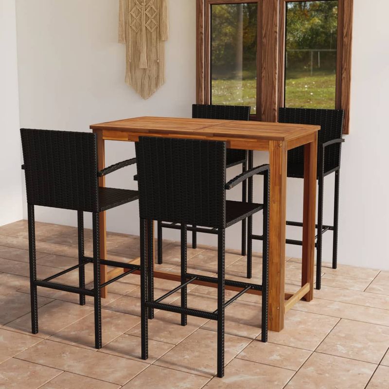 Casa si Gradina - Gradina si terasa - Mobilier exterior - Seturi mobila gradina - Set mobilier bar de gradina, 5 piese, negru - Infinity.ro