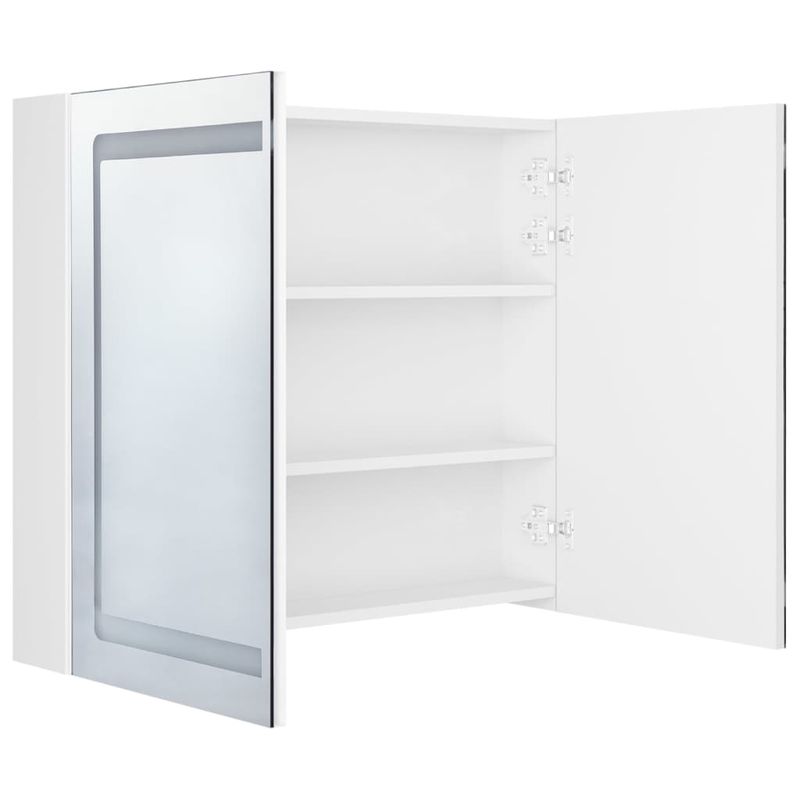 Casa si Gradina - Mobilier - Mobilier baie - Corpuri baie - Dulap de baie cu oglinda si LED, alb stralucitor, 80x12x68 cm - Infinity.ro