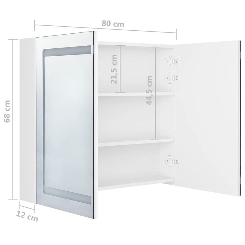 Casa si Gradina - Mobilier - Mobilier baie - Corpuri baie - Dulap de baie cu oglinda si LED, alb stralucitor, 80x12x68 cm - Infinity.ro