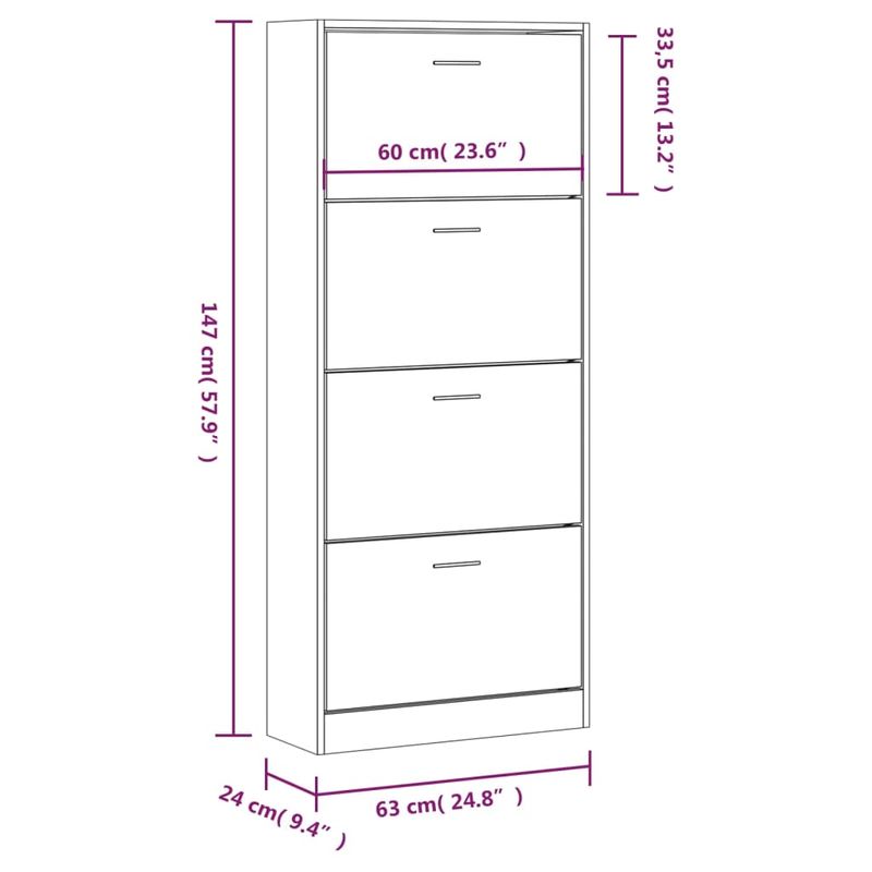 Casa si Gradina - Mobilier - Organizare si depozitare - Organizator incaltaminte - Pantofar, negru, 63x24x147 cm, lemn compozit - Infinity.ro
