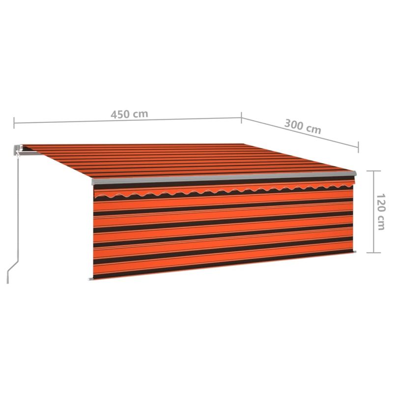 Casa si Gradina - Gradina si terasa - Umbrele si pavilioane - Umbrele - Copertina retractabila manual stor&LED portocaliu&maro 4,5x3 m - Infinity.ro