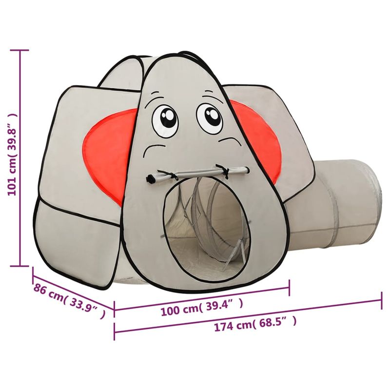Jucarii, Copii si Bebe - Jucarii si jocuri - Jucarii de exterior - Spatii de joaca si accesorii - Cort de joaca elefant pentru copii, gri, 174x86x101 cm - Infinity.ro