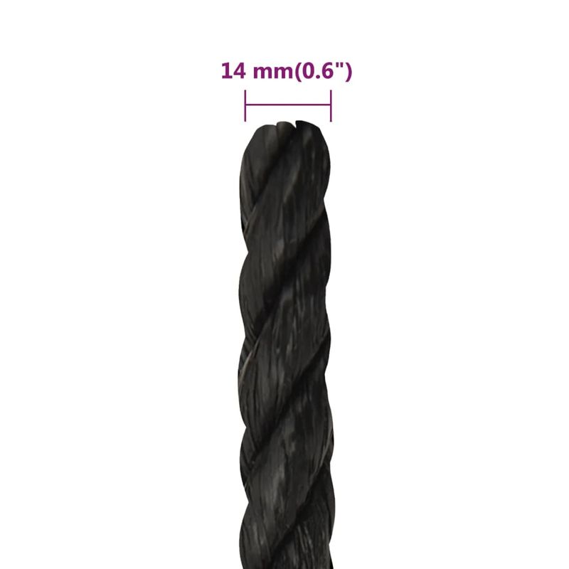 Casa si Gradina - Constructii - Feronerie si accesorii - Sfoara si lanturi - Franghie de lucru, negru, 14 mm, 25 m, polipropilena - Infinity.ro