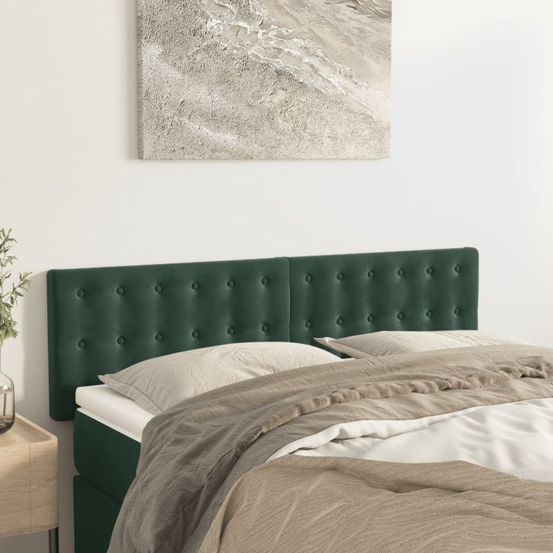 Casa si Gradina - Mobilier - Paturi si accesorii - Accesorii paturi - Tablii de pat, 2 buc., verde inchis, 72x5x78/88 cm, catifea - Infinity.ro
