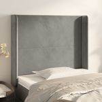 Casa si Gradina - Mobilier - Paturi si accesorii - Accesorii paturi - Tablie de pat cu aripioare gri deschis 83x16x118/128 cm catifea - Infinity.ro