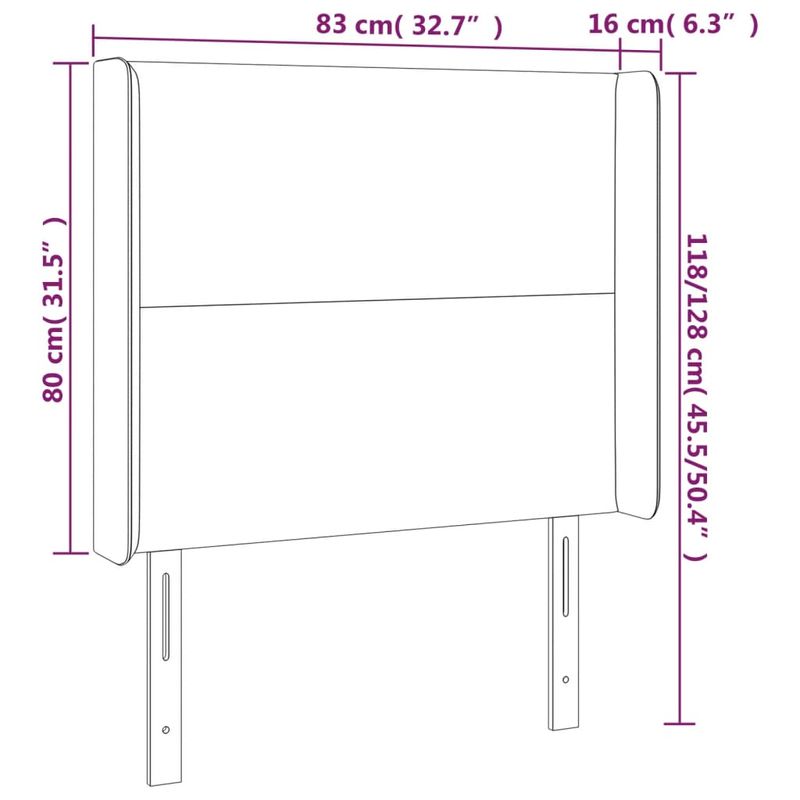 Casa si Gradina - Mobilier - Paturi si accesorii - Accesorii paturi - Tablie de pat cu aripioare gri deschis 83x16x118/128 cm catifea - Infinity.ro