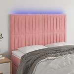 Casa si Gradina - Mobilier - Paturi si accesorii - Accesorii paturi - Tablie de pat cu LED, roz, 144x5x118/128 cm, catifea - Infinity.ro