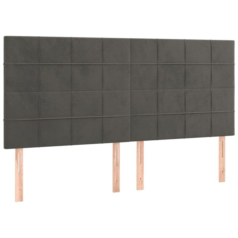Casa si Gradina - Mobilier - Paturi si accesorii - Accesorii paturi - Tablie de pat cu LED, gri inchis, 160x5x118/128 cm, catifea - Infinity.ro