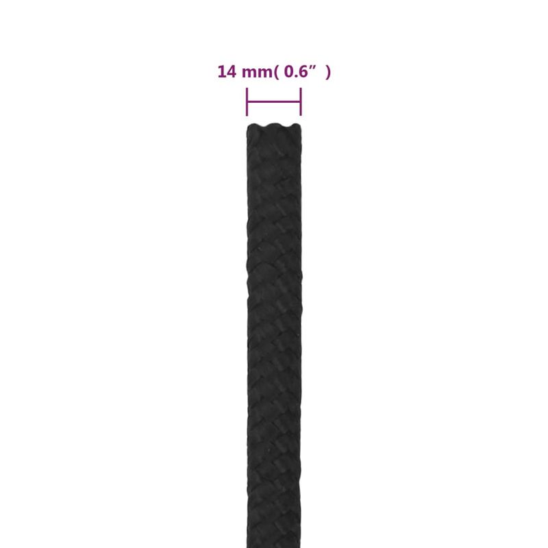 Casa si Gradina - Constructii - Feronerie si accesorii - Sfoara si lanturi - Franghie de barca, negru complet, 14 mm, 25 m, polipropilena - Infinity.ro