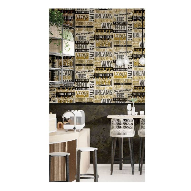 Casa si Gradina - Decoratiuni - Tapet - Noordwand Tapet „Friends & Coffee Words and Letters”, metalizat/negru - Infinity.ro