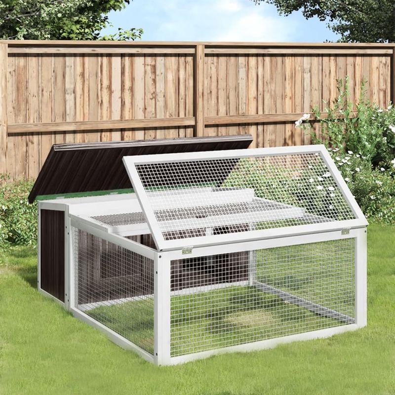 Petshop - Accesorii petshop - Culcusuri si custi - Custi interior si exterior - Cusca pentru iepuri, gri, 117,5x97x47,5 cm, lemn masiv de pin - Infinity.ro