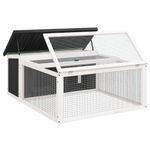 Petshop - Accesorii petshop - Culcusuri si custi - Custi interior si exterior - Cusca pentru iepuri, gri, 117,5x97x47,5 cm, lemn masiv de pin - Infinity.ro