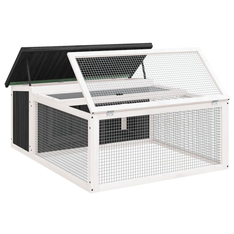 Petshop - Accesorii petshop - Culcusuri si custi - Custi interior si exterior - Cusca pentru iepuri, gri, 117,5x97x47,5 cm, lemn masiv de pin - Infinity.ro