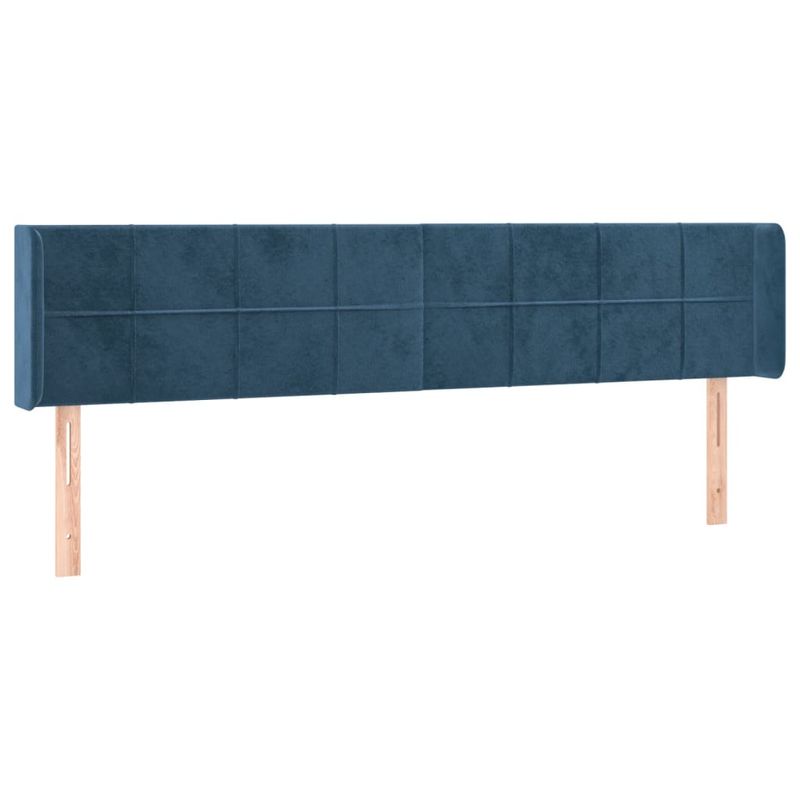 Casa si Gradina - Mobilier - Paturi si accesorii - Accesorii paturi - Tablie pat cu aripioare albastru inchis 163x16x78/88 cm catifea - Infinity.ro