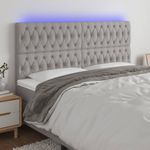 Casa si Gradina - Mobilier - Paturi si accesorii - Accesorii paturi - Tablie de pat cu LED, gri deschis, 180x7x118/128 cm, textil - Infinity.ro
