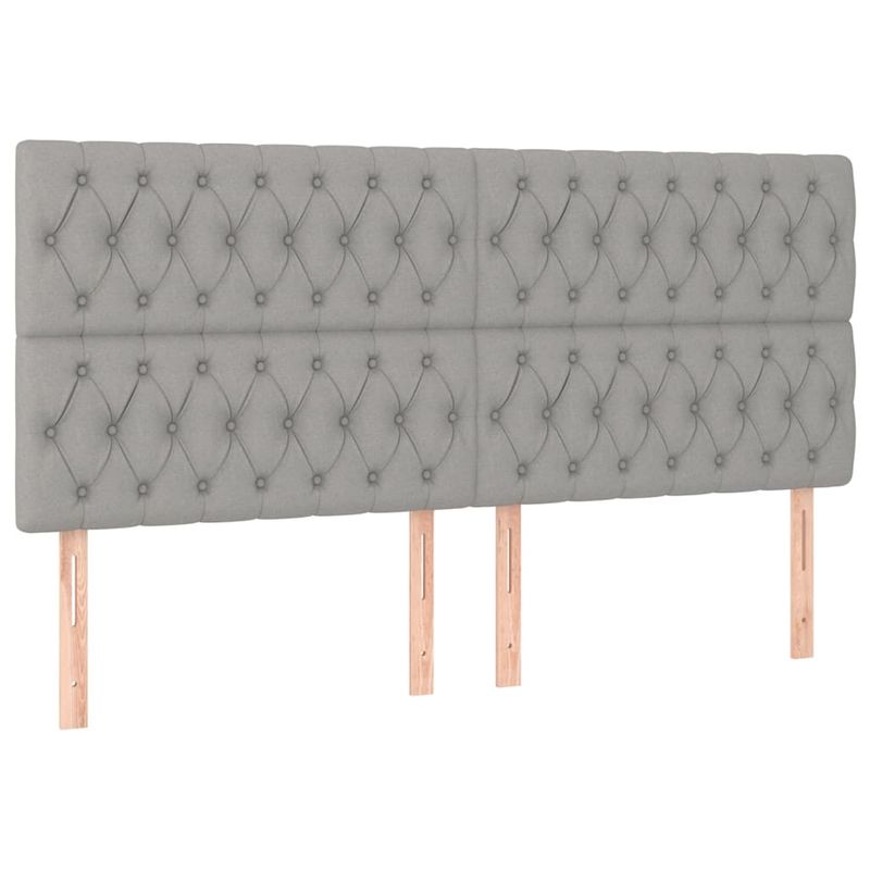 Casa si Gradina - Mobilier - Paturi si accesorii - Accesorii paturi - Tablie de pat cu LED, gri deschis, 180x7x118/128 cm, textil - Infinity.ro