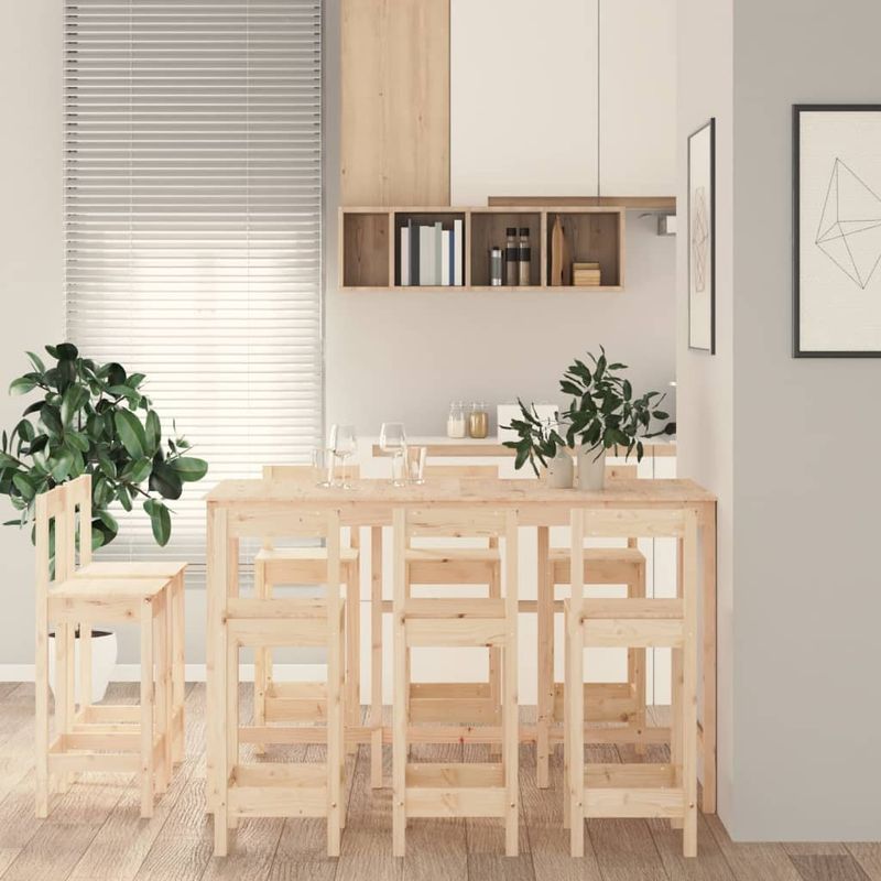 Casa si Gradina - Mobilier - Seturi de mobilier - Seturi bucatarie - Set mobilier de bar, 9 piese, lemn masiv de pin - Infinity.ro