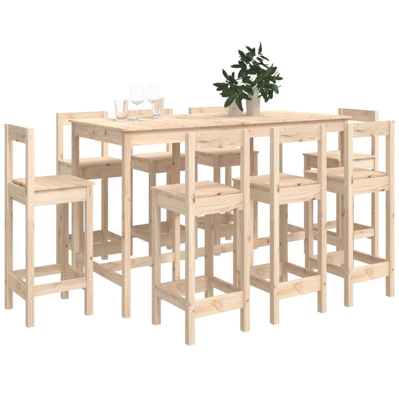 Casa si Gradina - Mobilier - Seturi de mobilier - Seturi bucatarie - Set mobilier de bar, 9 piese, lemn masiv de pin - Infinity.ro