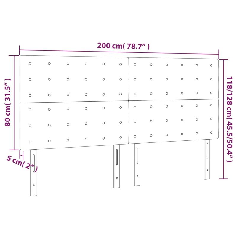 Casa si Gradina - Mobilier - Paturi si accesorii - Accesorii paturi - Tablii de pat, 4 buc, negru, 100x5x78/88 cm, textil - Infinity.ro
