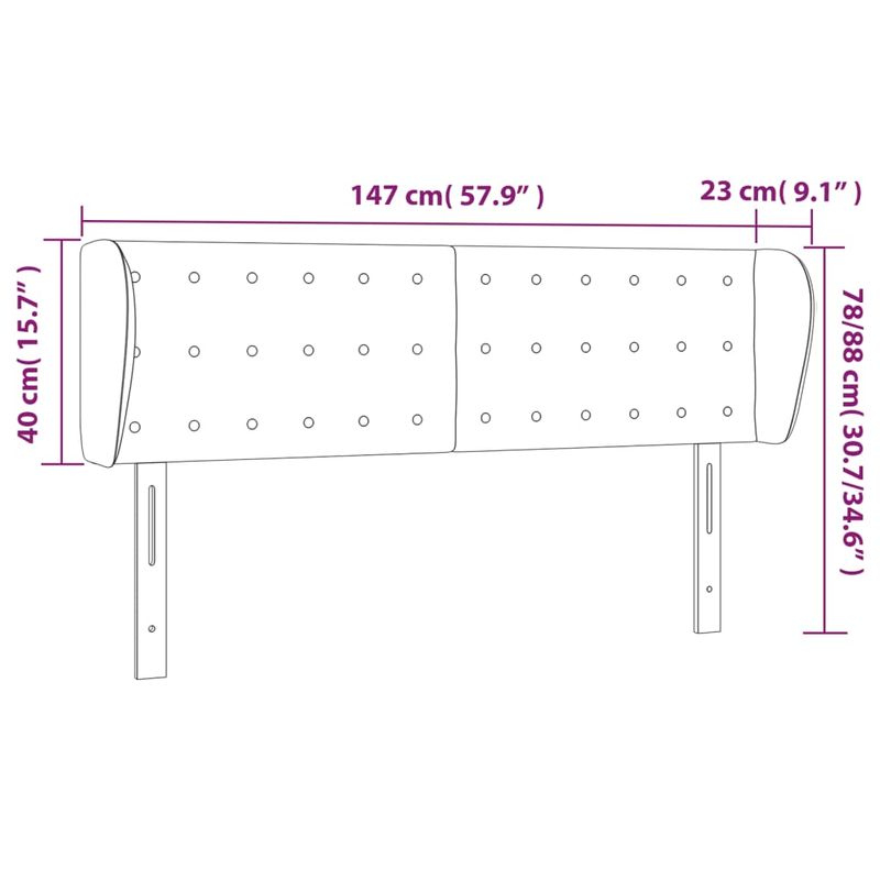 Casa si Gradina - Mobilier - Paturi si accesorii - Accesorii paturi - Tablie de pat cu aripioare gri deschis 147x23x78/88 cm catifea - Infinity.ro