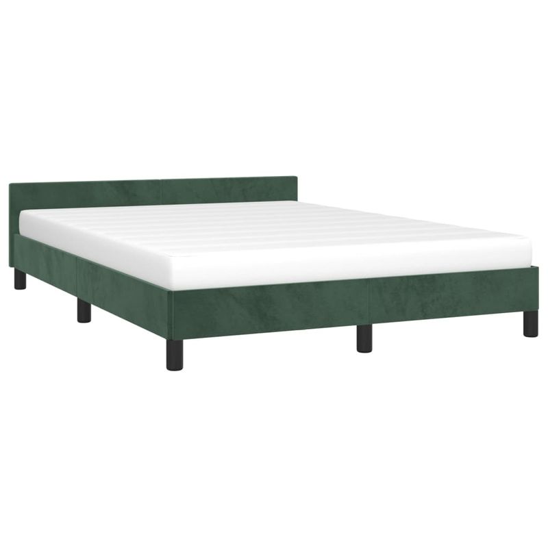 Casa si Gradina - Mobilier - Paturi si accesorii - Paturi - Cadru de pat cu tablie, verde inchis, 140x190 cm, catifea - Infinity.ro