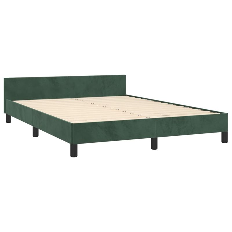 Casa si Gradina - Mobilier - Paturi si accesorii - Paturi - Cadru de pat cu tablie, verde inchis, 140x190 cm, catifea - Infinity.ro