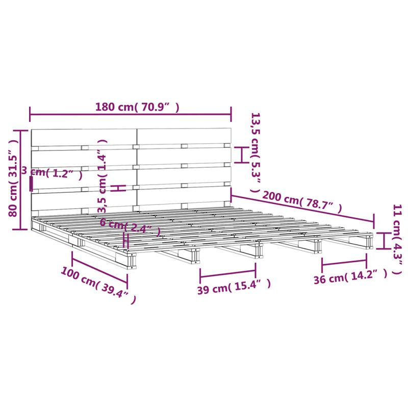 Casa si Gradina - Mobilier - Paturi si accesorii - Paturi - Cadru de pat Super King 6FT, 180x200 cm, lemn masiv de pin - Infinity.ro