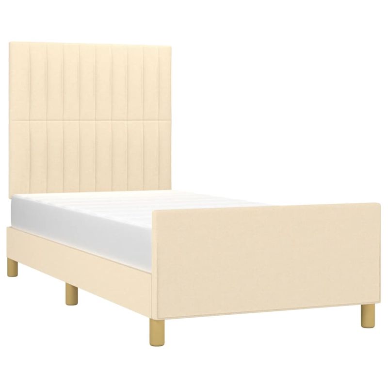 Casa si Gradina - Mobilier - Paturi si accesorii - Paturi - Cadru de pat cu tablie, crem, 90x200 cm, textil - Infinity.ro