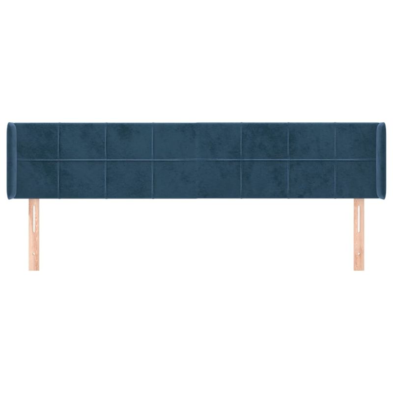 Casa si Gradina - Mobilier - Paturi si accesorii - Accesorii paturi - Tablie pat cu aripioare albastru inchis 163x16x78/88 cm catifea - Infinity.ro