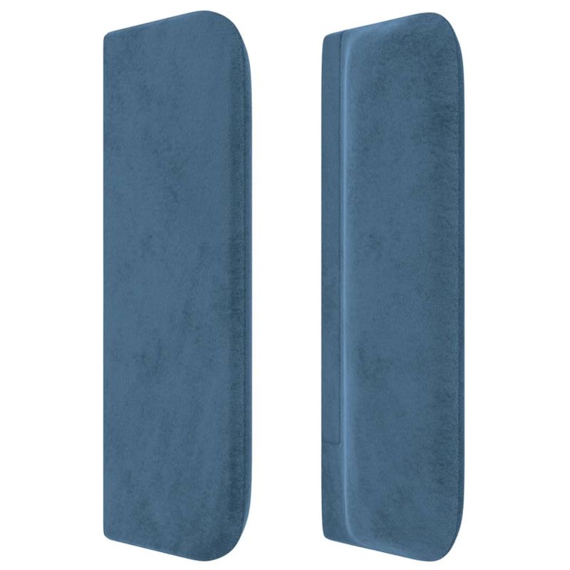 Casa si Gradina - Mobilier - Paturi si accesorii - Accesorii paturi - Tablie pat cu aripioare albastru inchis 163x16x78/88 cm catifea - Infinity.ro