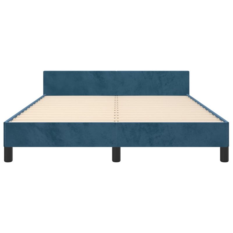 Casa si Gradina - Mobilier - Paturi si accesorii - Paturi - Cadru de pat cu tablie, albastru inchis, 140x200 cm, catifea - Infinity.ro