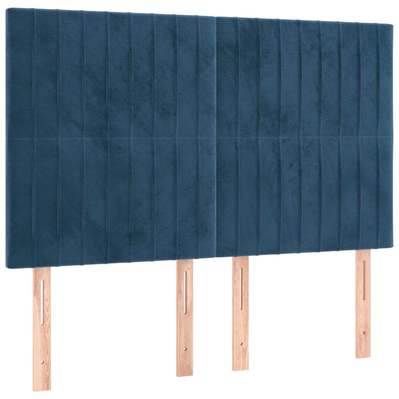 Casa si Gradina - Mobilier - Paturi si accesorii - Paturi - Cadru de pat cu tablie, albastru inchis, 140x200 cm, catifea - Infinity.ro