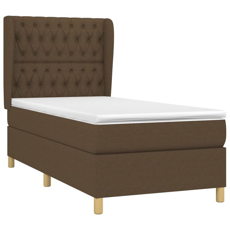 Casa si Gradina - Mobilier - Paturi si accesorii - Paturi - Pat box spring cu saltea, maro inchis, 90x200 cm, textil - Infinity.ro