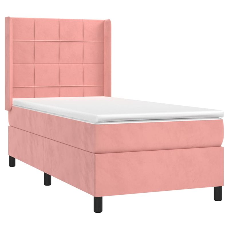 Casa si Gradina - Mobilier - Paturi si accesorii - Paturi - Pat box spring cu saltea, roz, 80x200 cm, catifea - Infinity.ro