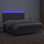 Casa si Gradina - Mobilier - Paturi si accesorii - Paturi - Pat cu arcuri, saltea si LED, gri, 180x200 cm, piele ecologica - Infinity.ro